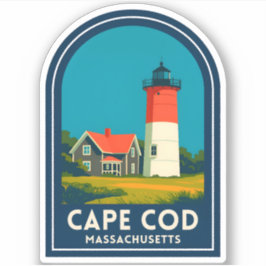 Vintage Travel Cape Cod Nauset Lighthouse Retro シール