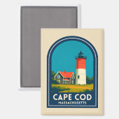 Vintage Travel Cape Cod Nauset Lighthouse Retro マグネット (正面/裏面)