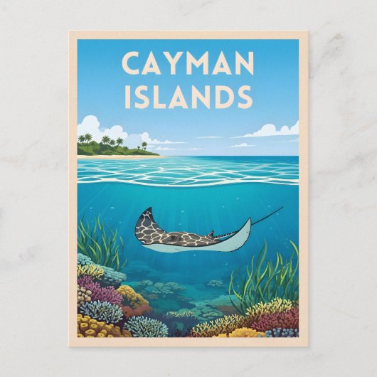 Vintage Travel Cayman Islands Underwater Nature ポストカード (正面)