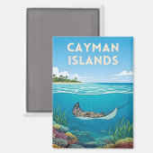 Vintage Travel Cayman Islands Underwater Nature マグネット (正面/裏面)