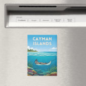 Vintage Travel Cayman Islands Underwater Nature マグネット (インサイチュ (食洗機))