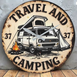 Vintage Travel Classic Camper Van ラージ壁時計
