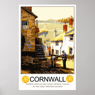 Vintage travel,Cornwall ポスター