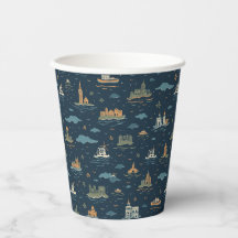 Vintage Travel Design Paper Cups