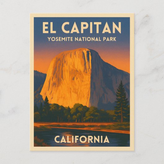 Vintage Travel El Capitan Yosemite National Park ポストカード (正面)