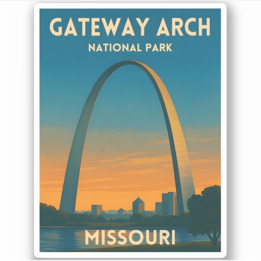 Vintage Travel Gateway Arch National Park Missouri シール (正面)