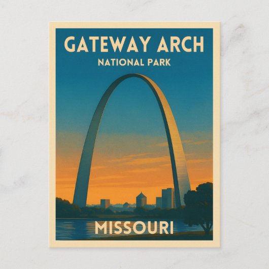 Vintage Travel Gateway Arch National Park Missouri ポストカード (正面)