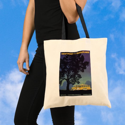 Vintage Travel, Germany, Yellow Bus at Night トートバッグ