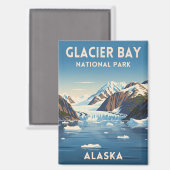 Vintage Travel Glacier Bay National Park Alaska マグネット (正面/裏面)