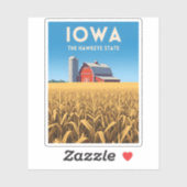 Vintage Travel Iowa Retro Heartland Farm Landscape シール (シート)