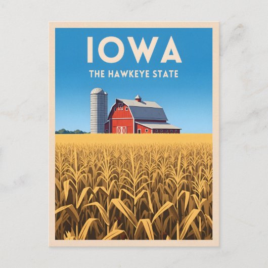 Vintage Travel Iowa Retro Heartland Farm Landscape ポストカード (正面)
