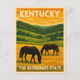 Vintage Travel Kentucky Horses Retro Graphic ポストカード