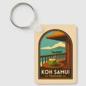 Vintage Travel Koh Samui Island Thailand Retro キーホルダー (正面)