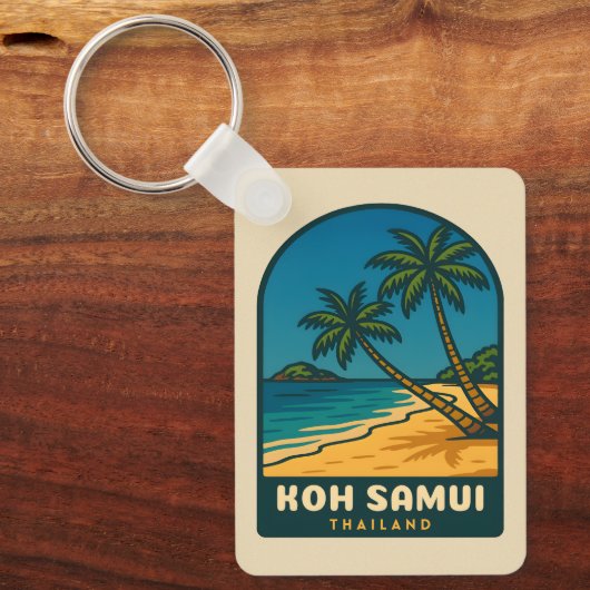 Vintage Travel Koh Samui Thailand Retro Beach キーホルダー (正面)