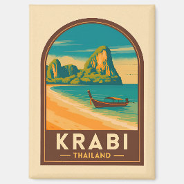 Vintage Travel Krabi Thailand Railay Beach Retro マグネット