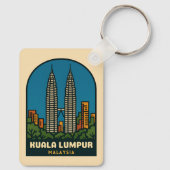 Vintage Travel Kuala Lumpur Malaysia Retro Style キーホルダー (裏面)