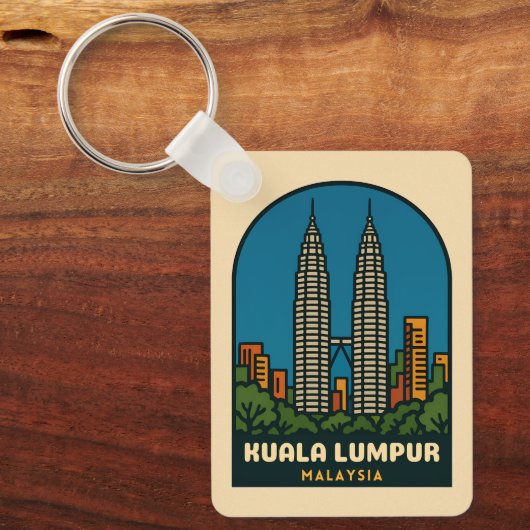 Vintage Travel Kuala Lumpur Malaysia Retro Style キーホルダー (正面)