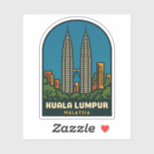 Vintage Travel Kuala Lumpur Malaysia Retro Style シール (シート)