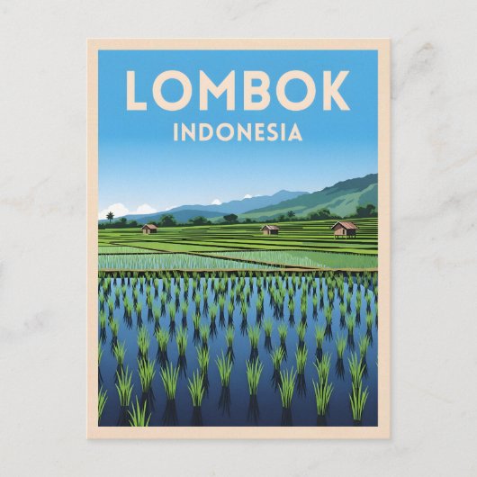 Vintage Travel Lombok Indonesia Retro Scenic ポストカード (正面)