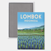 Vintage Travel Lombok Indonesia Retro Scenic マグネット (正面/裏面)