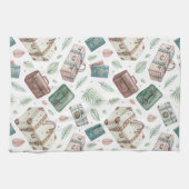 Vintage Travel Luggage Pattern (1) キッチンタオル (横)