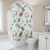 Vintage Travel Luggage Pattern (1) シャワーカーテン (インサイチュ)