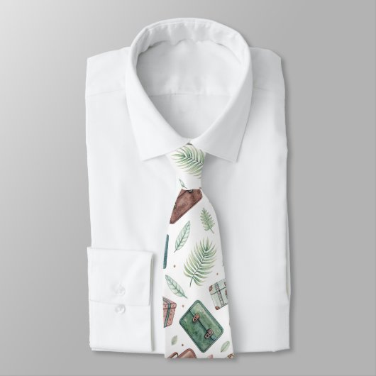 Vintage Travel Luggage Pattern (1) ネクタイ (タイ)