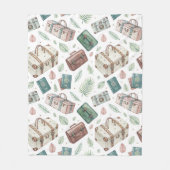 Vintage Travel Luggage Pattern (1) フリースブランケット (正面)