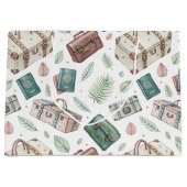 Vintage Travel Luggage Pattern (1) ラージペーパーバッグ (正面)