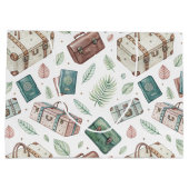 Vintage Travel Luggage Pattern (1) ラージペーパーバッグ (裏面)