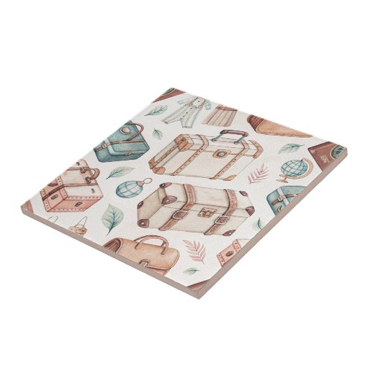 Vintage Travel Luggage Pattern (2) タイル (側面)