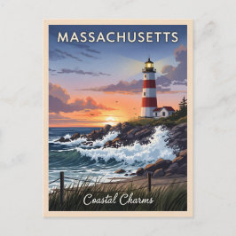 Vintage Travel Massachusetts Seaside Retro Scenic ポストカード