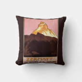 Vintage Travel, Matterhorn Mountain，スイス クッション (正面)