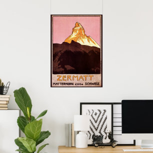 Vintage Travel, Matterhorn Mountain,スイス ポスター