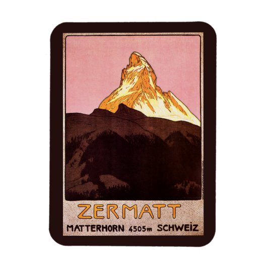 Vintage Travel, Matterhorn Mountain，スイス マグネット (縦)