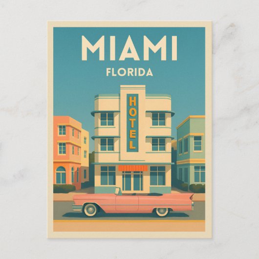 Vintage Travel Miami Art Deco District Florida ポストカード (正面)