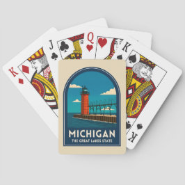 Vintage Travel Michigan Lighthouse Retro Scenic トランプ