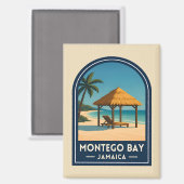 Vintage Travel Montego Bay Jamaica Beach Retro マグネット (正面/裏面)