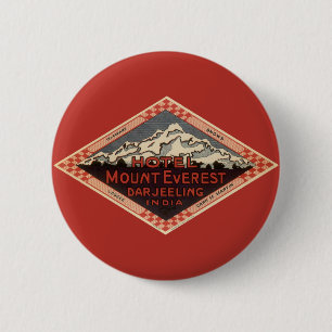 Vintage Travel, Mount Everest, Darjeeling India 缶バッジ