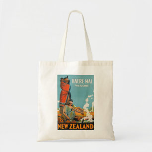 Vintage Travel New Zealand Haere Mai Welcome Maori トートバッグ