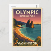Vintage Travel Olympic National Park Washington ポストカード (正面/裏面)
