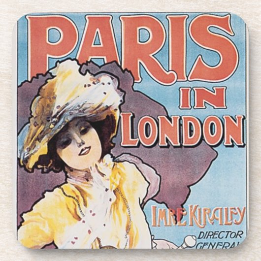 Vintage Travel, Paris in London Railroad Woman コースター (正面)