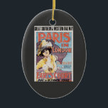 Vintage Travel, Paris in London Railroad Woman セラミックオーナメント<br><div class="desc">ヴィンテージイラストレーション旅行ポスター、ロンドンのパリ、南素晴らし西部の鉄道、Earls Courtは、帽子とドレスを着エレガントた美しい女ファンシー性を特集。</div>