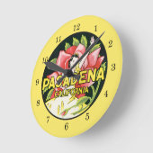 Vintage Travel、Pasadena California、Lady andバラ ラウンド壁時計 (傾斜)