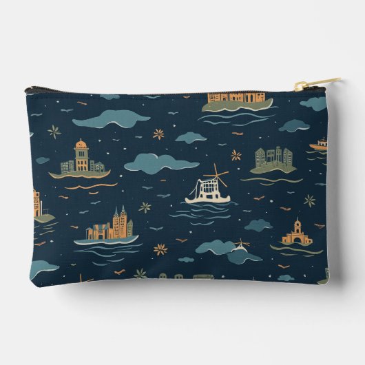 Vintage Travel Pattern Pouch アクセサリーポーチ (裏面)