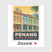 Vintage Travel Penang Malaysia Retro Scenic シール (シート)