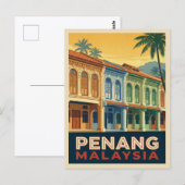Vintage Travel Penang Malaysia Retro Scenic ポストカード (正面/裏面)