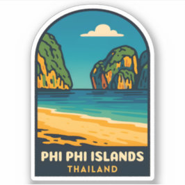 Vintage Travel Phi Phi Islands Thailand Beach シール