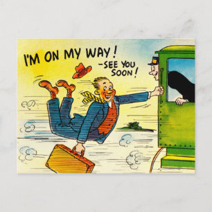 Vintage Travel Postcard Art - "See You Soon!" ポストカード