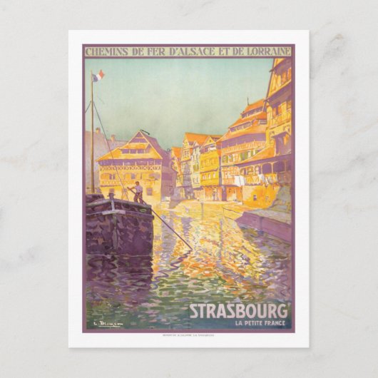Vintage Travel Poster，ストラスブール ポストカード (正面)